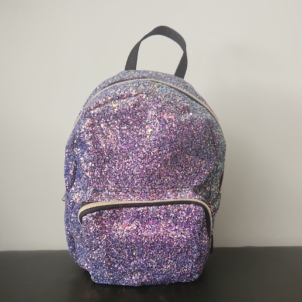 Glittery Purple / Pink Mini Backpack Adjustable Straps
